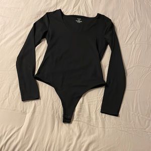 Nuuds Black Long Sleeve Scoop Bodysuit - Small